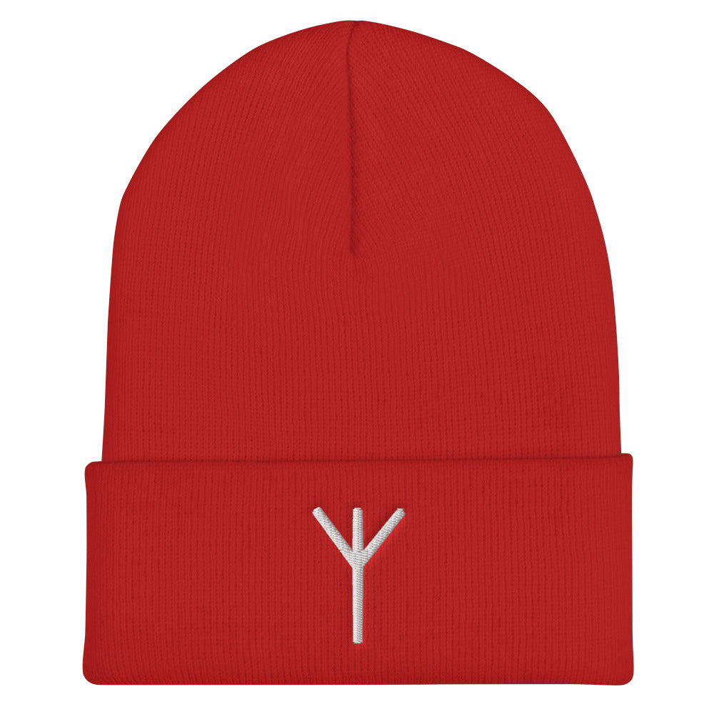Algiz (Protection) Viking Rune Embroidered Beanie Scandinavian Design Studio