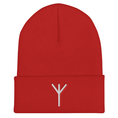 Algiz (Protection) Viking Rune Embroidered Beanie Scandinavian Design Studio