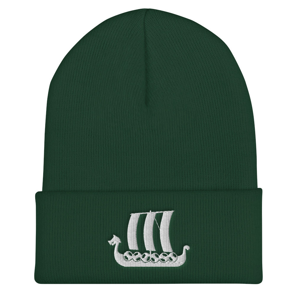 Viking Ship Embroidered Beanie Scandinavian Design Studio