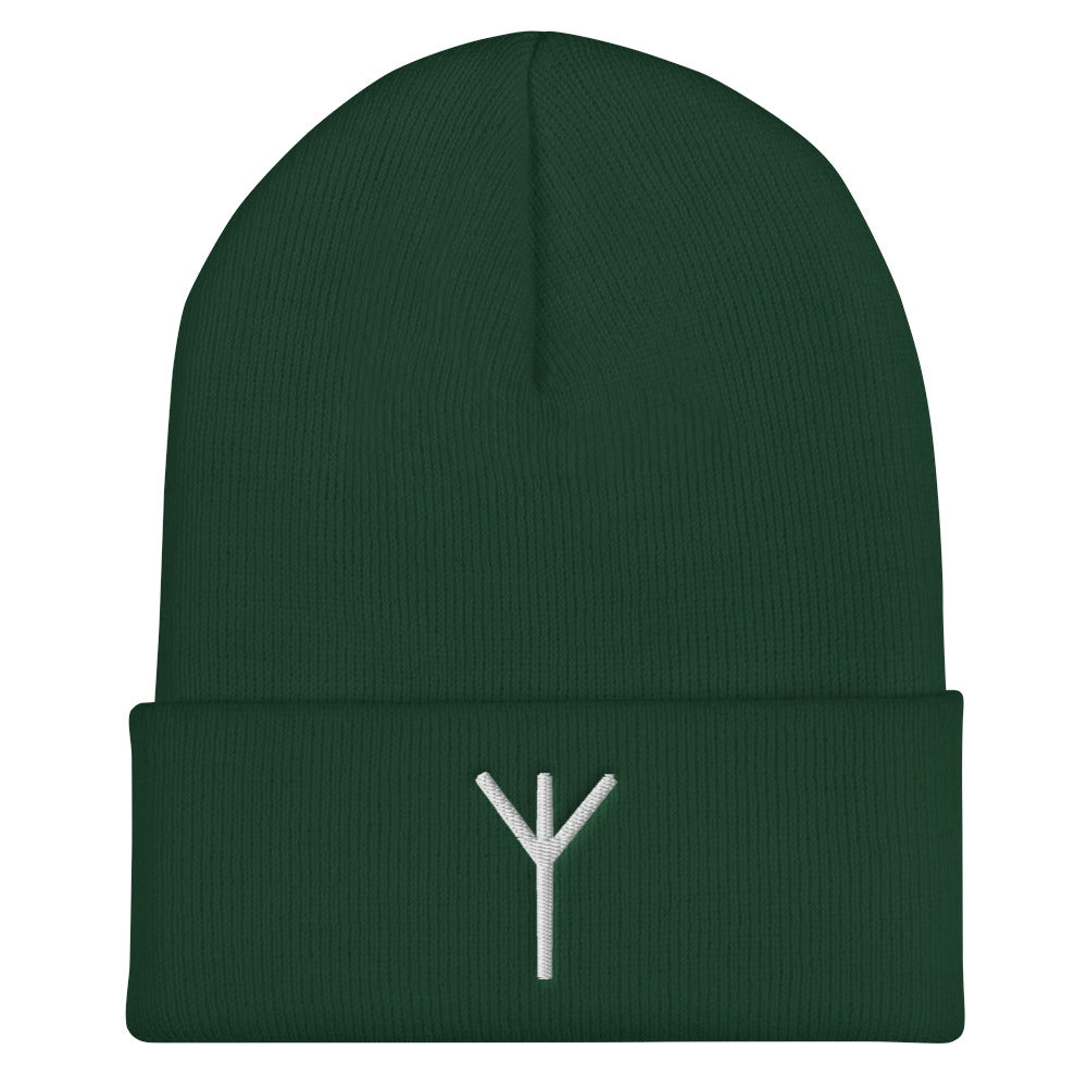 Algiz (Protection) Viking Rune Embroidered Beanie Scandinavian Design Studio