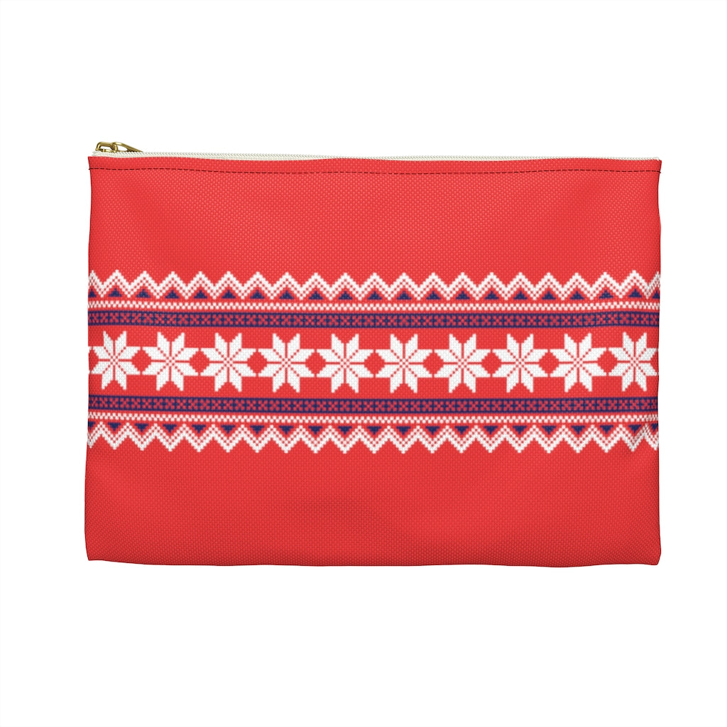 Red Nordic Sweater Accessory Pouch - Scandinavian Design Studio