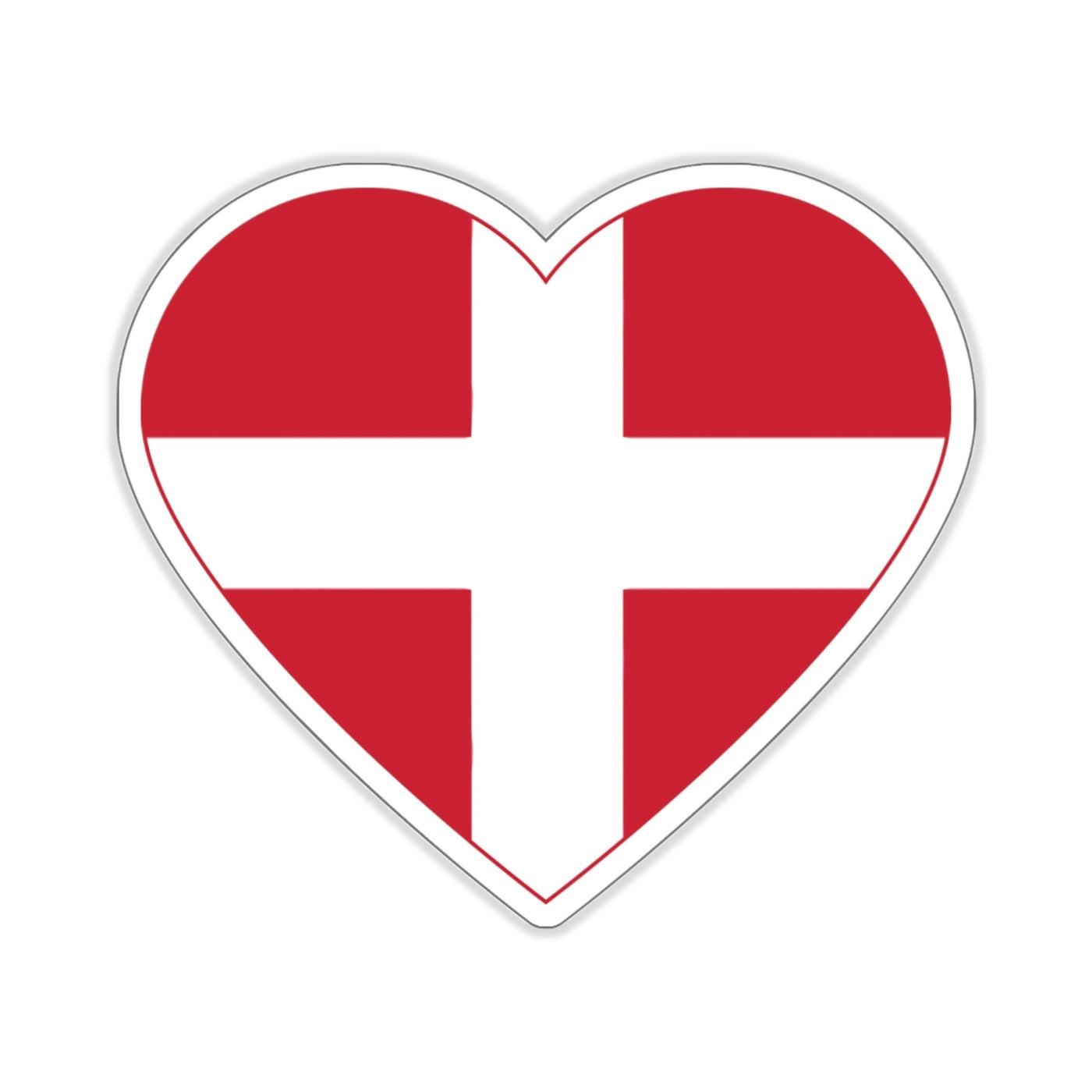 Danish Flag Heart Sticker Scandinavian Design Studio