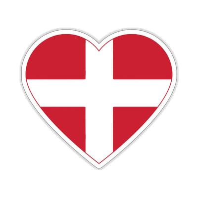 Danish Flag Heart Sticker Scandinavian Design Studio