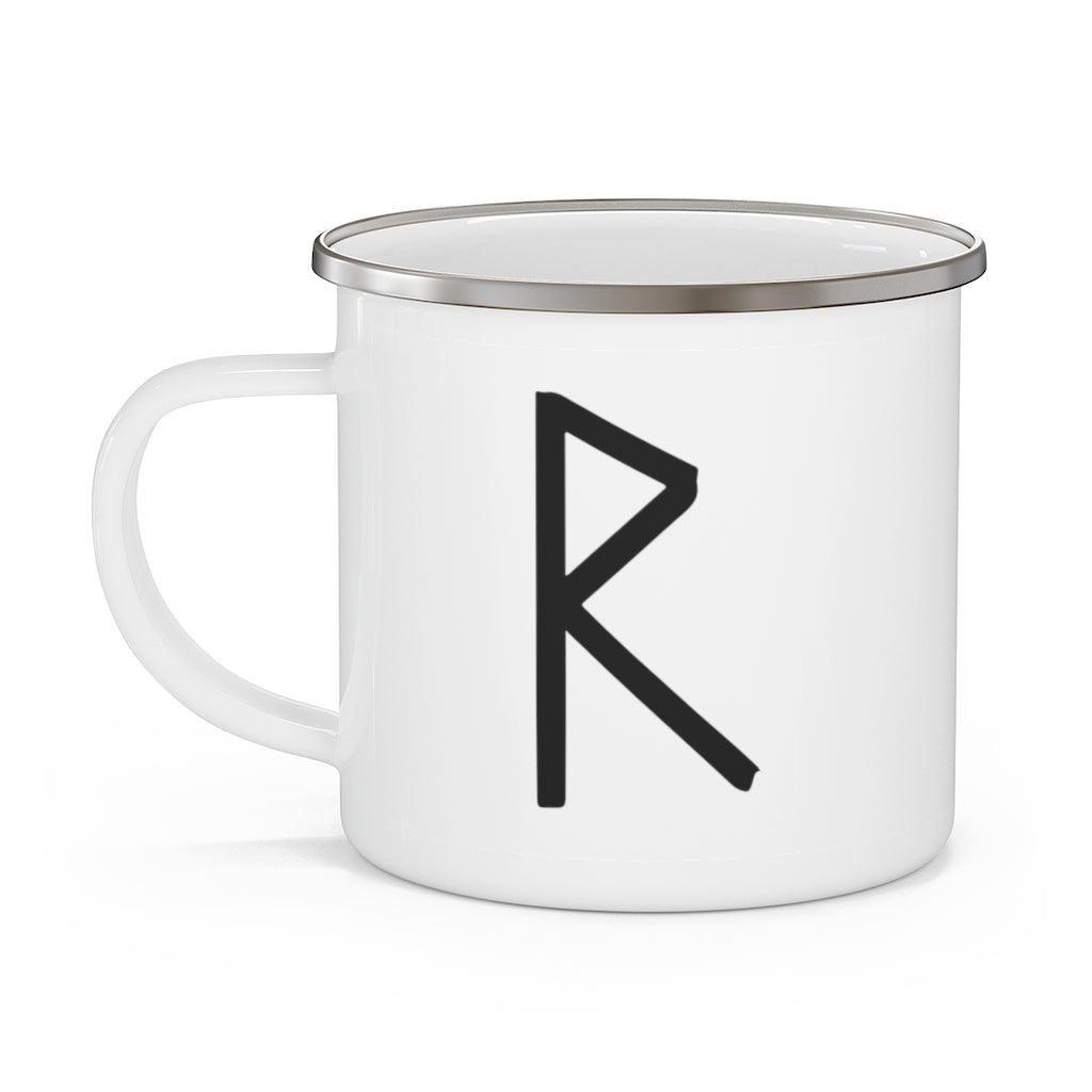 Raidho (Journey) Viking Rune Enamel Camping Mug Scandinavian Design Studio