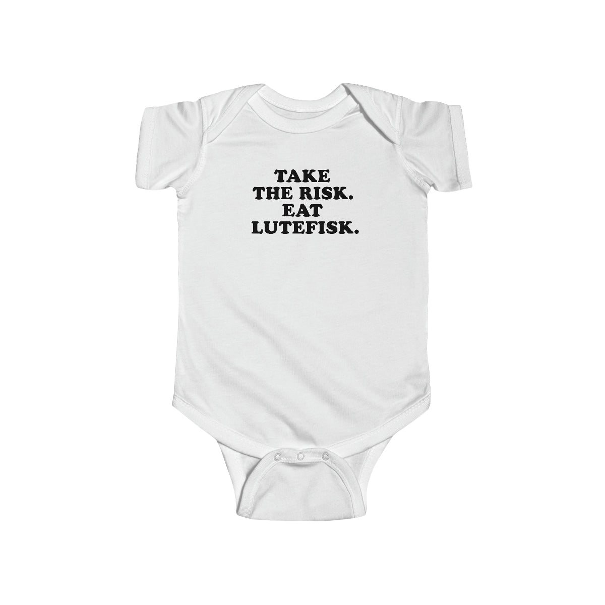 Take The Risk Eat Lutefisk Baby Bodysuit Scandinavian Design Studio