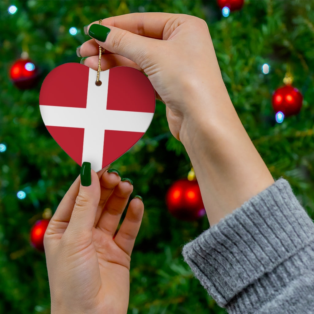 Danish Flag Heart Ornament Scandinavian Design Studio