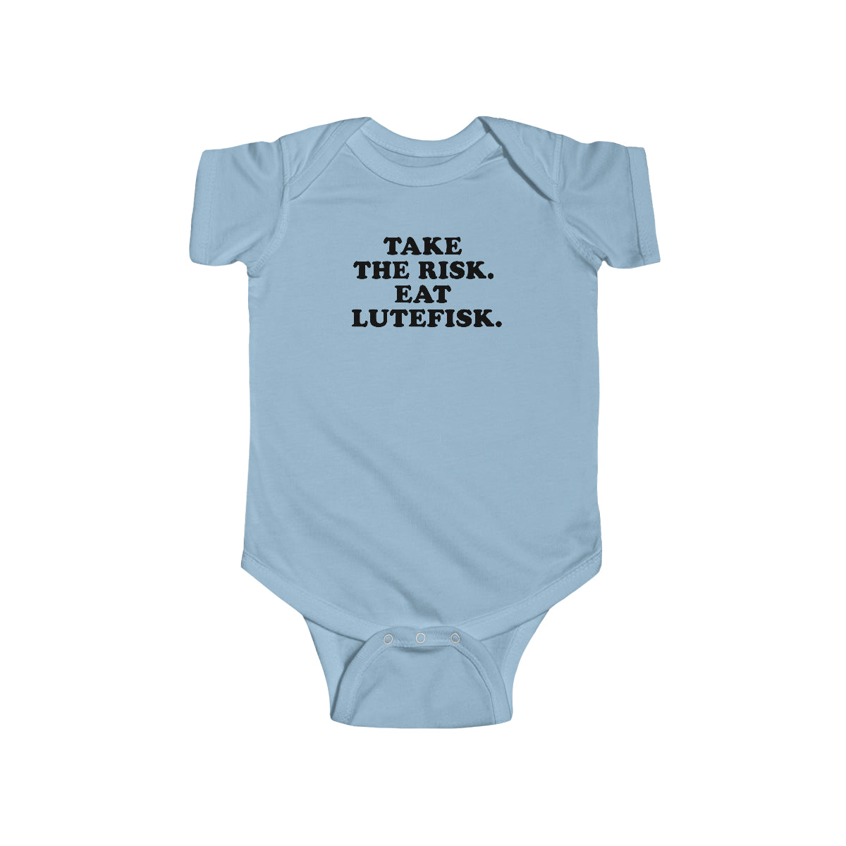 Take The Risk Eat Lutefisk Baby Bodysuit Scandinavian Design Studio