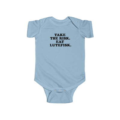 Take The Risk Eat Lutefisk Baby Bodysuit Scandinavian Design Studio