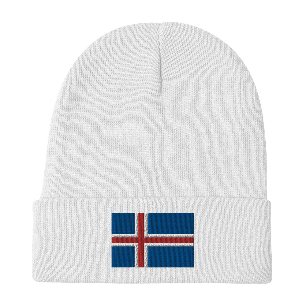 Icelandic Flag Embroidered Beanie Scandinavian Design Studio