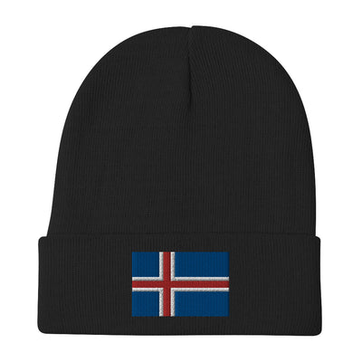 Icelandic Flag Embroidered Beanie Scandinavian Design Studio