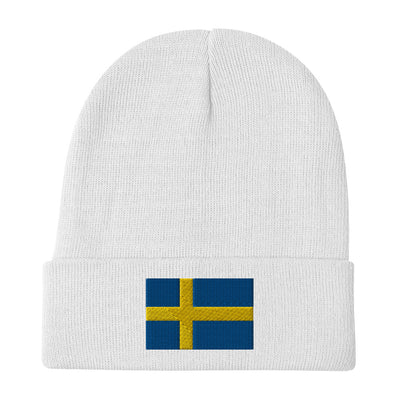 Swedish Flag Embroidered Beanie Scandinavian Design Studio