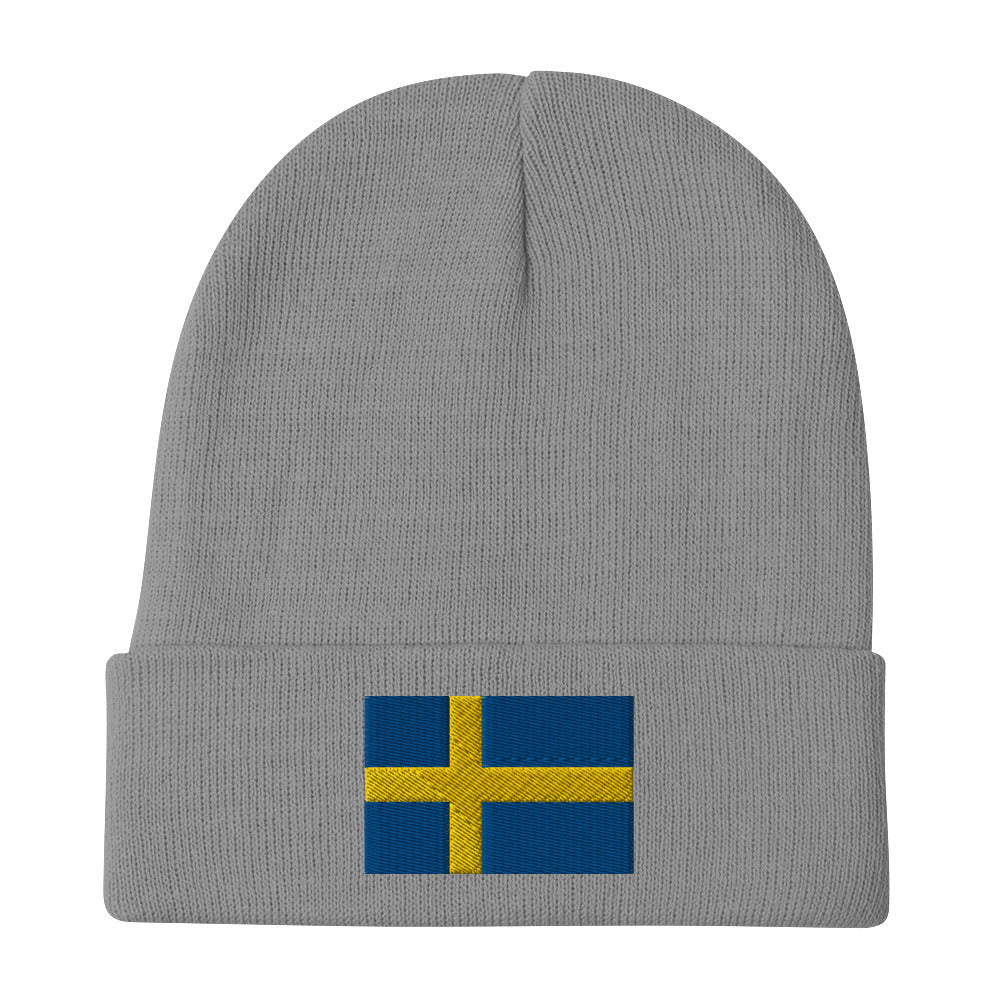 Swedish Flag Embroidered Beanie Scandinavian Design Studio