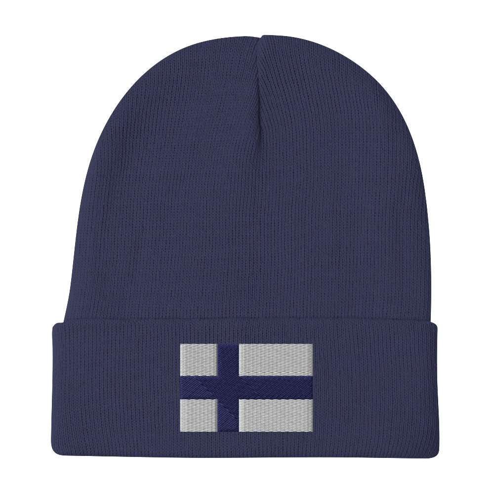 Finnish Flag Embroidered Beanie Scandinavian Design Studio