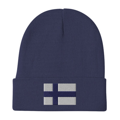 Finnish Flag Embroidered Beanie Scandinavian Design Studio