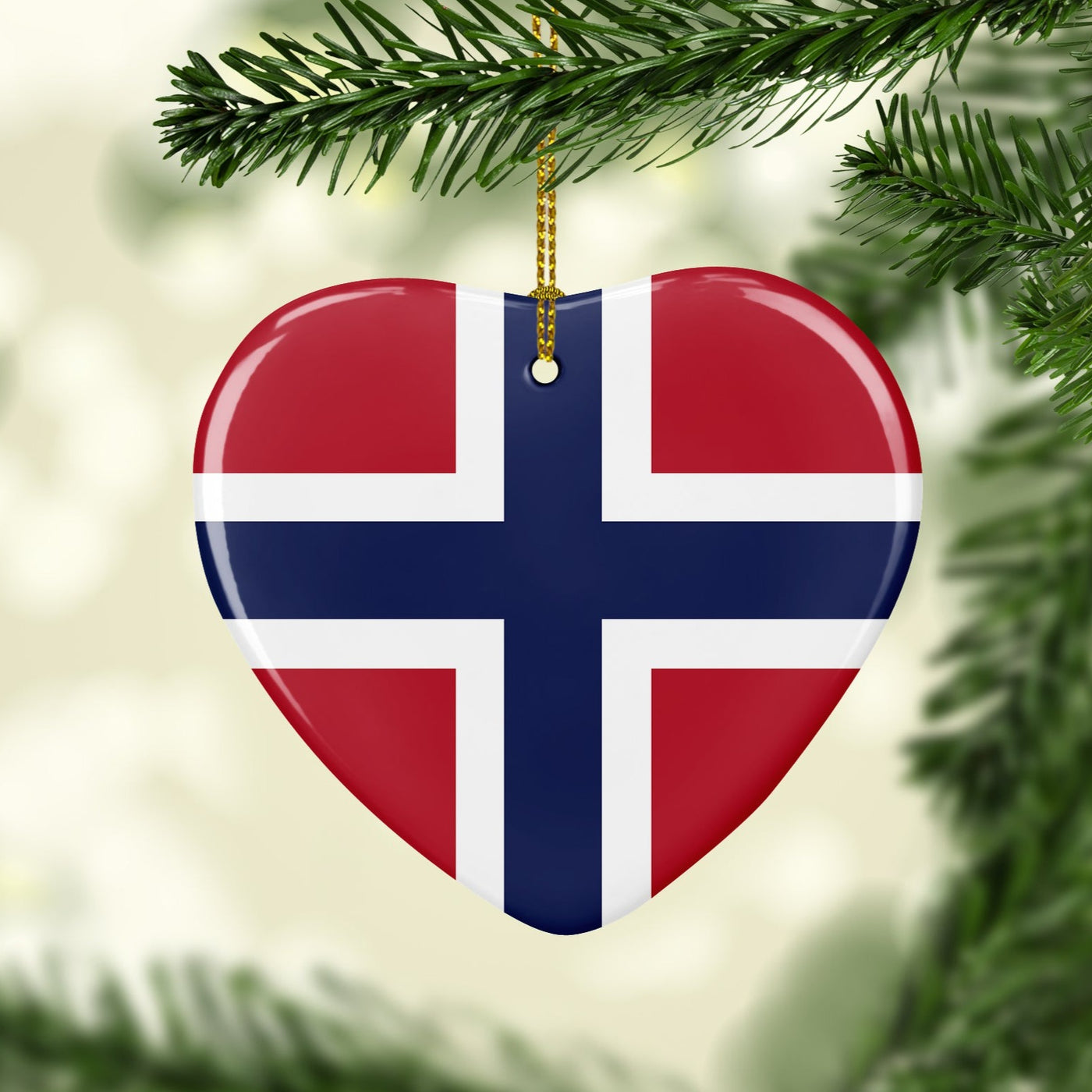 Norwegian Flag Heart Ornament Scandinavian Design Studio