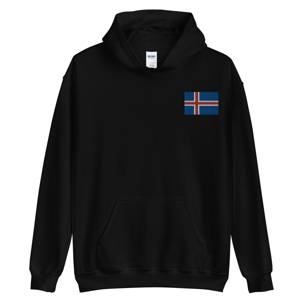 Icelandic Flag Embroidered Unisex Hoodie Scandinavian Design Studio
