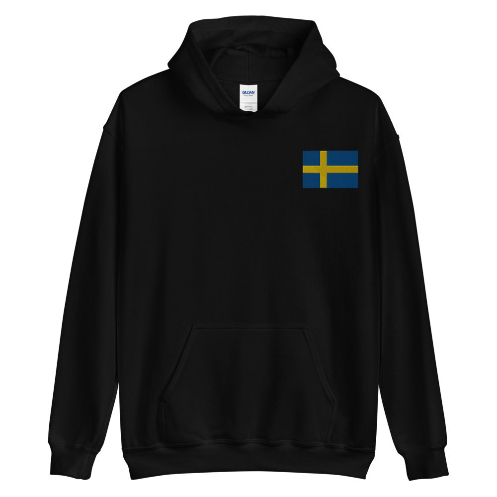 Swedish Flag Embroidered Unisex Hoodie Scandinavian Design Studio