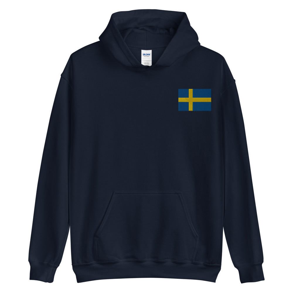 Swedish Flag Embroidered Unisex Hoodie Scandinavian Design Studio
