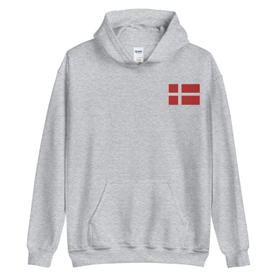 Danish Flag Embroidered Unisex Hoodie Scandinavian Design Studio