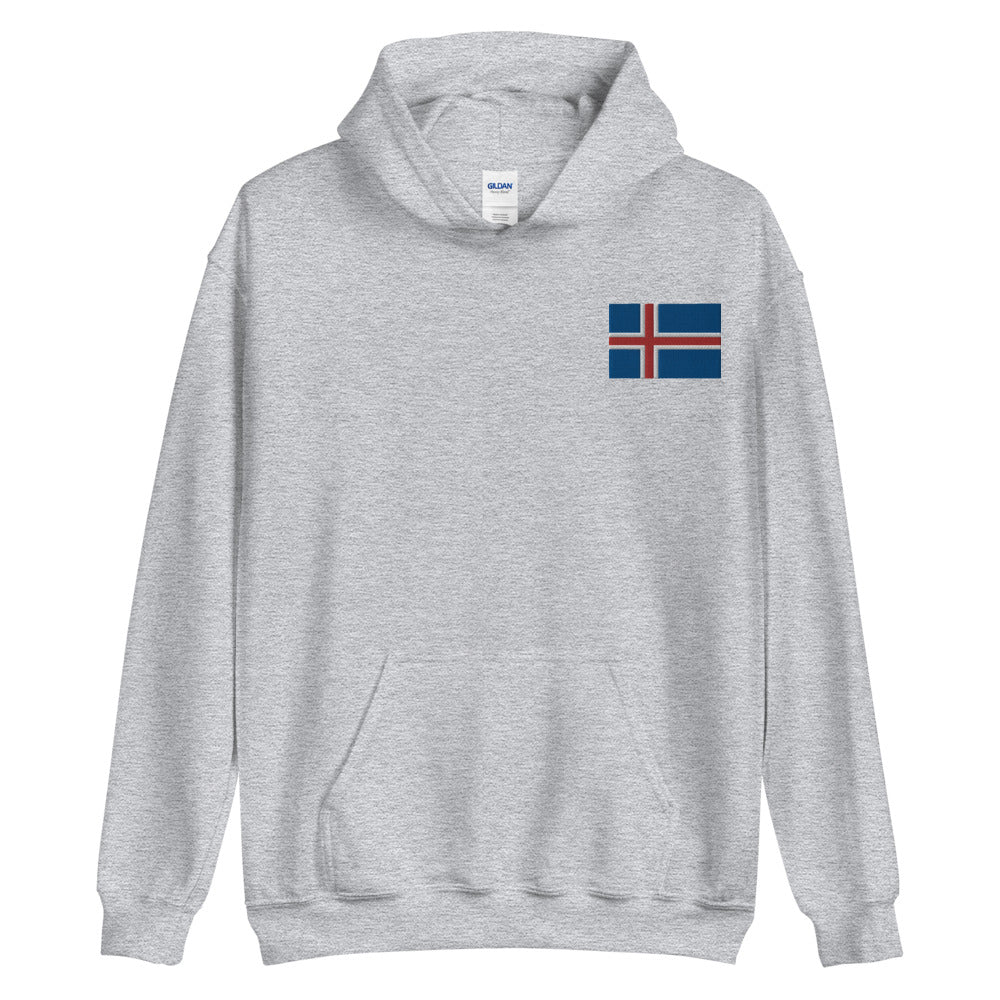 Icelandic Flag Embroidered Unisex Hoodie Scandinavian Design Studio