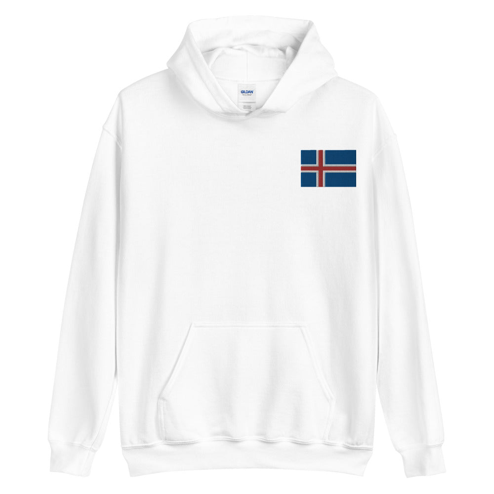 Icelandic Flag Embroidered Unisex Hoodie Scandinavian Design Studio