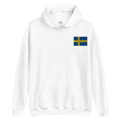 Swedish Flag Embroidered Unisex Hoodie Scandinavian Design Studio